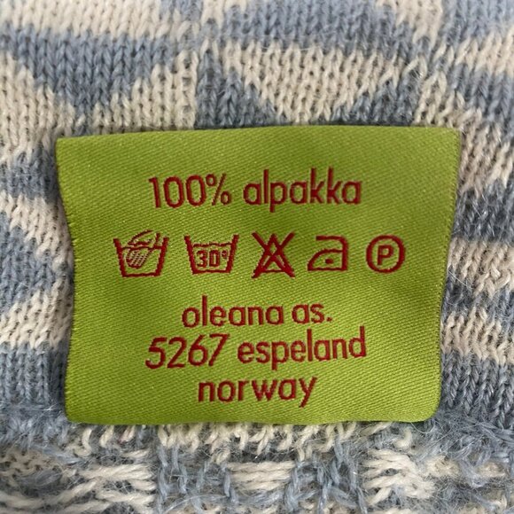 Oleana Womens Medium Alpaca Cardigan Coat Made In Norway Geometric Pattern Blue - Picture 5 of 12